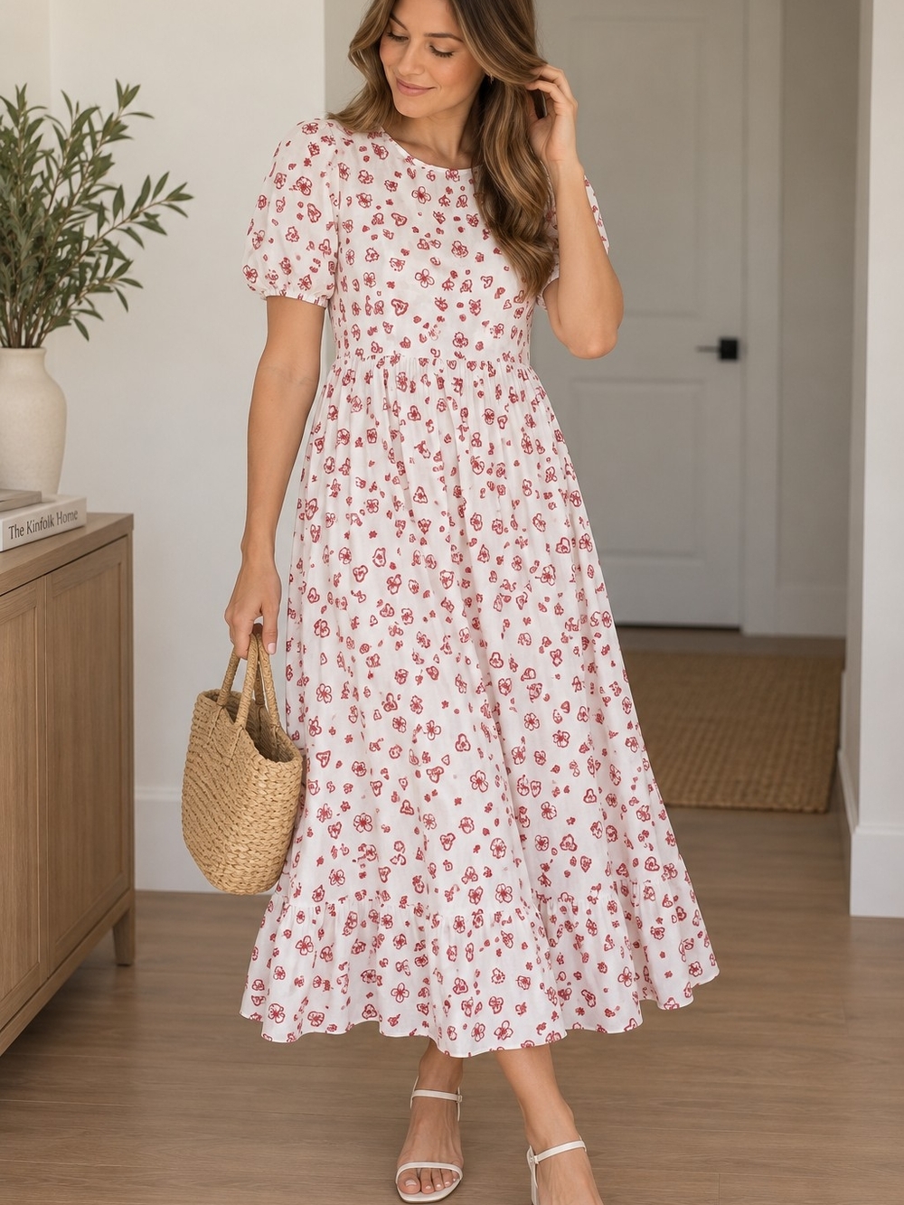 Sister Jane White Maxi Dress with Red Floral Print